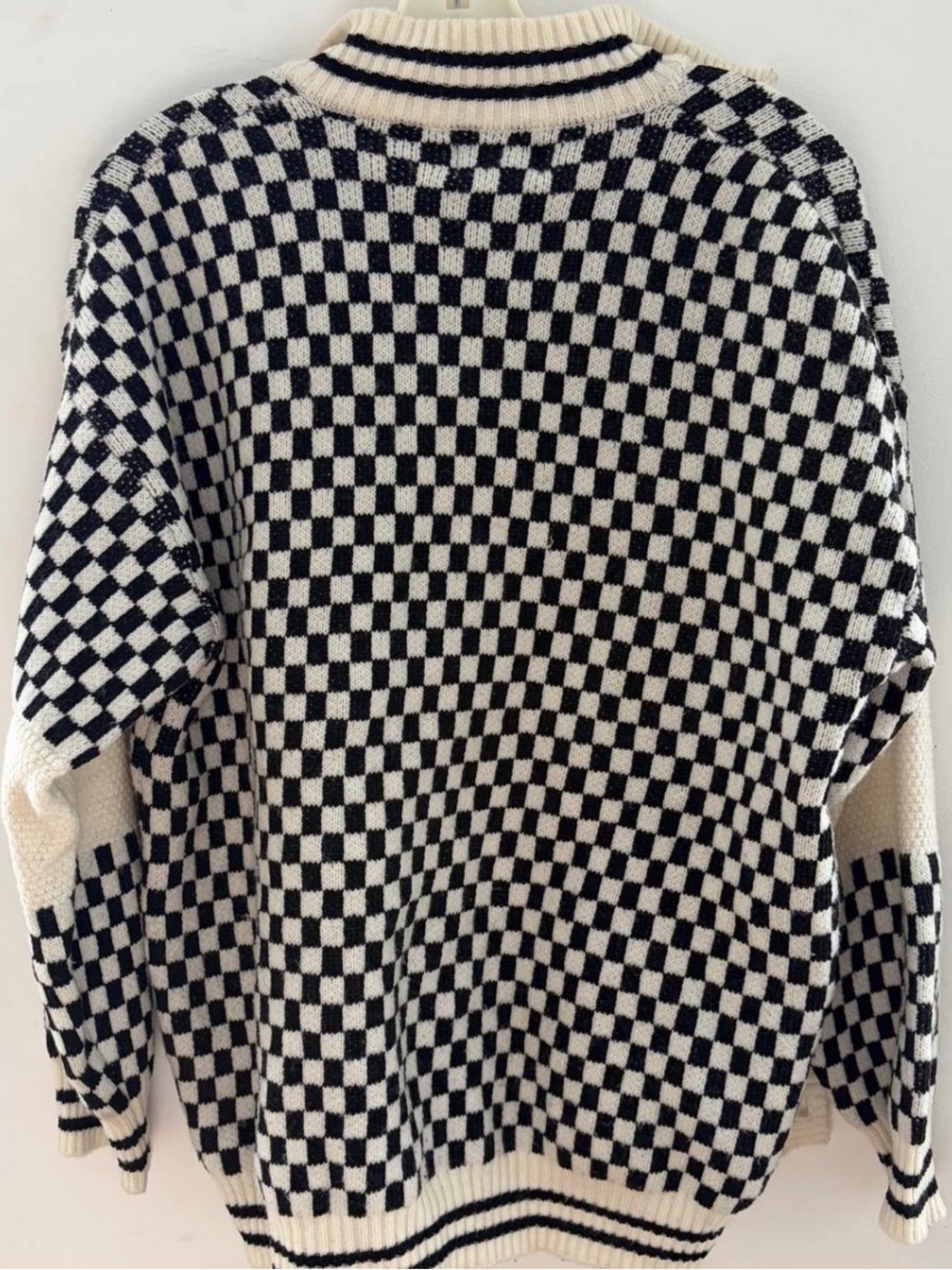 Dressed in LALA Get What I Want Grandpa Checkered Cardigan in Black + White - Picture 6 of 8